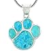 Dog Paw Pendant Necklace 925 Sterling Silver & Genuine Turquoise (20