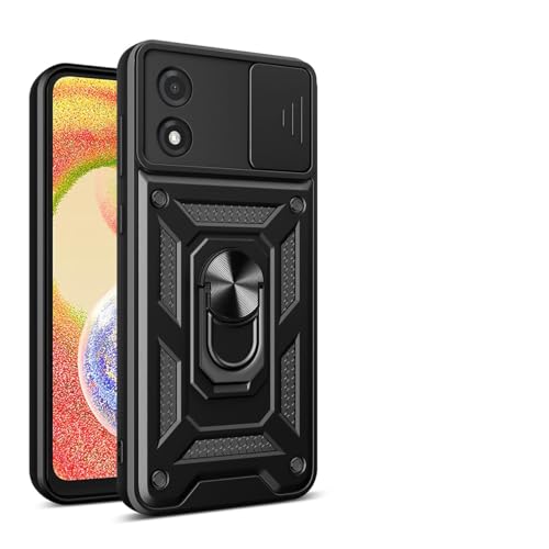 UPLAI Case for Motorola Moto E13 4G, Ultra Slim Anti-Shock Armor Case with Slide Camera Cover and Stand Magnetic Ring, PC+TPU Durable Case Case.Black