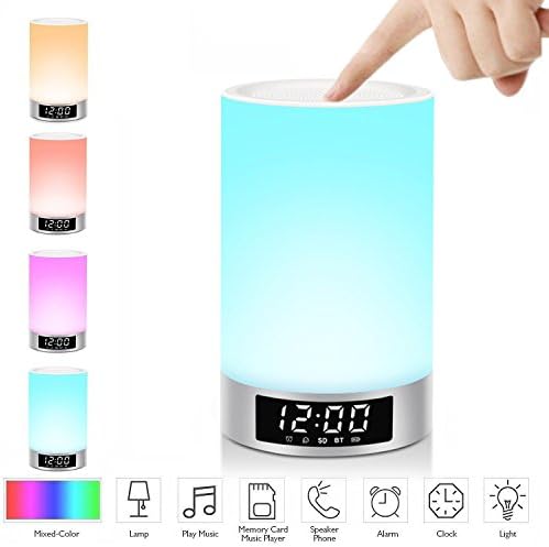 Multi-function Portable Wireless Bluetooth LED Neon Lights Speaker，with Touch Sensor Lights，Supports Sleep Timer and Hands-free Calling,TF Card and Alarm Clock Function.