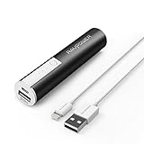 Portable Charger RAVPower Mini 3350mAh External Battery Power Bank with iSmart Technology (Black) + [Apple MFi Certified] 3ft / 0.9m Lightning Cable