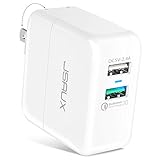 Quick Charge 3.0 USB Wall Charger, JSAUX 30W Dual Ports Travel Adapter Foldable Plug Compatible with Samsung Galaxy S9 S8 Plus Note 9 8 S7, iPhone Xs Max XR X 8 7 6 6s Plus, iPad Pro Air 2 Mini, LG