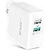 Quick Charge 3.0 USB Wall Charger, JSAUX 30W Dual Ports Travel Adapter Foldable Plug Compatible with Samsung Galaxy S9 S8 Plus Note 9 8 S7, iPhone Xs Max XR X 8 7 6 6s Plus, iPad Pro Air 2 Mini, LG