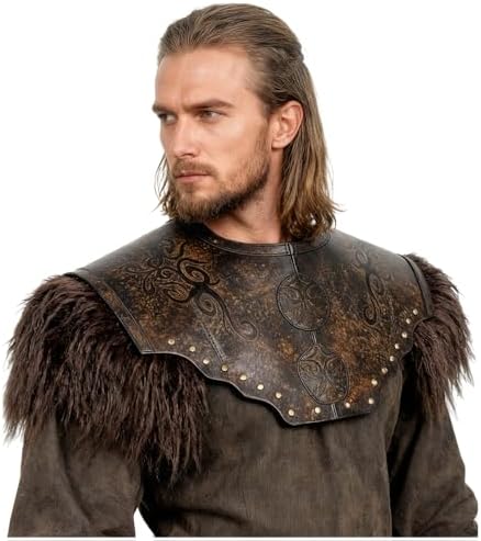 Hombrera Vikinga De Cuero PU Para Hombro Izquierdo – Armadura Medieval Ajustable Para Cosplay, Halloween Y Carnaval