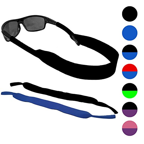 Glasses and Sunglasses Active Strap - 2 Pack | Anti-Slip and Fast Drying Sport Glasses Strap (Blue + Black)