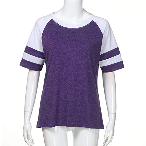 Orangeskycn Pullover Sweaters for Women, Fashion Ladies Long Sleeve T Shirt Clothes Splice Blouse Tops (z Purple, M)