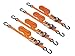 Powertye 1in x 15ft Rubber Handle Yellow-Zinc Ratchet Straps with 4in S-Hooks - 500 lb. Working Load Limit / 1,500 lb. Breaking Strength - Made in USA - Orange (4-Pack)