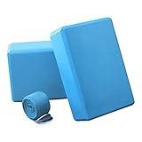 Anfire Yoga Block, Yoga Blocks 2 Pack & Strap - Balance & Flexibility Eva Foam Exercise Blocks