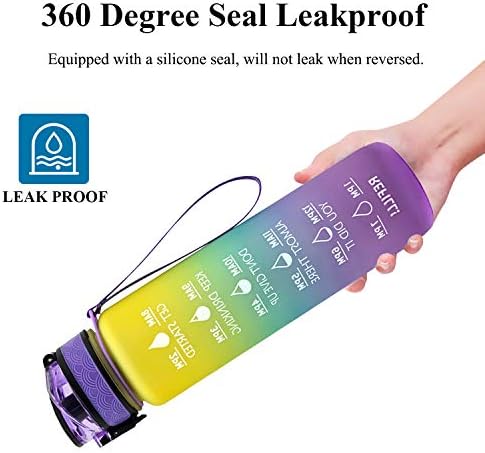 Reusable BPA-free water bottle in a day setting at a price of $14.99.