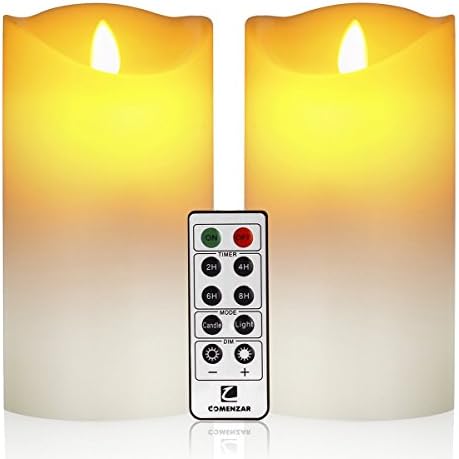 Battery Candles Flameless Flickering Candles Real Wax Pillar 3.25"(D) x 6.1"(H) 10-key Remote Control Timer Candle Flameless White - 2/4/6/8 Hours Timer comenzar