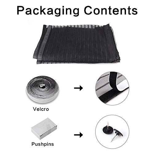Magnetic Screen Door, VDEALEN Door Mesh Fly Mosquito Curtain with Magnets & Full Frame Velcro,Full Frame Hook & Loop, Hands Free, Fits Door Size up to 29"-78" Max (Screen Door Size 31" X 79", Black)