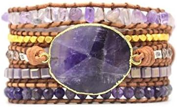 YGLINE Handmade Natural Regalite Jasper Stone 5 Strands Wraps Boho Statement Women Bracelet Collection