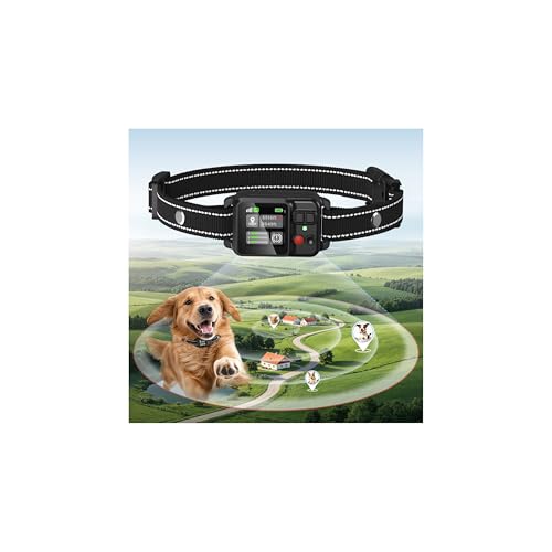 Wireless Dog Fence GPS Dog Collar Pet Containment System,Electric Dog Fence with 4 Modes, Color Screen & AI GPS Signal, Waterproof, Adjustable Radius 33-9999 ft for Outdoor Yards (Dark Color)