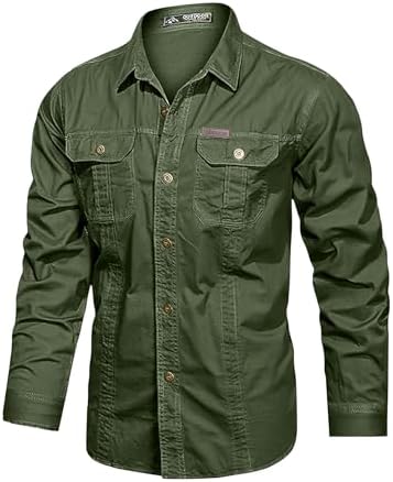 Amazon.com: Men 2 Piece Outfits Long Sleeve Button Down Cargo