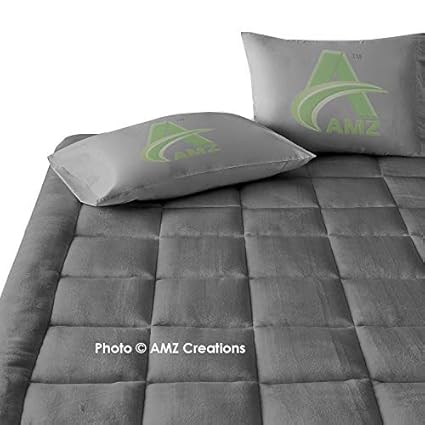 AMZ Super Soft Microfiber Fitted Style Mattress Padding/Topper for Comfortable Sleep (Set of 1) (72 x 72 Inches, Grey)