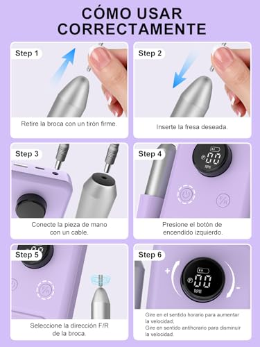 COPPA Professional Nail Lathe, NDK106 Electric Nail File with 12 Bits 31 Bands, 45000 RPM Adjustable Speed Nail Drill Kit for Polishing and Removal of Acrylic Nails, Salon & Home