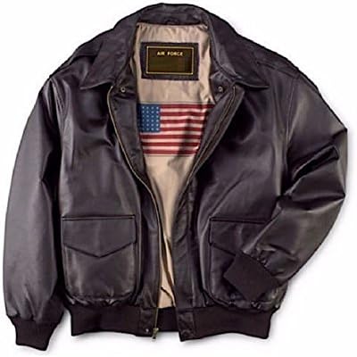 Laser Apparel Men's Air Force A-2 Leather Flight Bomber Jacket (Medium, Brown)