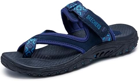 Skechers Women's Reggae-Trailway Sandal Flip-Flop, Navy, 36 EU