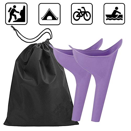 v cool livat Travel Female Urination Device - 2 Pack Reusable Silicone Portable Lady Urinal Pee Funnel Pee Urine Cups Standing Up Camping Outdoor Drawstring Discreet Carry Bag - Thumbnail 7