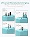 Xcentz Universal Travel Power Adapter, 4-USB 4.8A Wall Charger AC Plug, Travel Accessories Essentials Gifts for Women Girl Worldwide Power Adapter for EU UK AU US Cell Phone Tablet Laptop