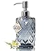 JASAI Diamond Design Glass Soap Dispenser with 304 Rust Proof Stainless Steel Soap Pump, Clear Glass 12 Oz Kitchen Soap Dispenser for Bathroom Accessories, Countertop (Clear Grey)