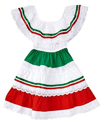 unik Girl's Traditional Mexican Cinco De Mayo Fiesta Dress Red Size 14
