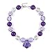Vcmart Girls Chunky Beads Necklace & Bracelet Set Purple Diamond Pendant with Gift Box