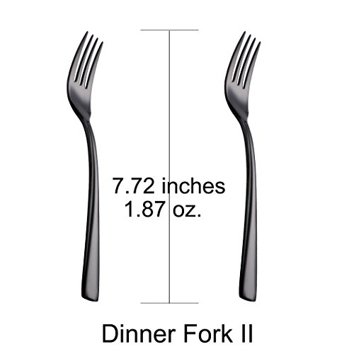 Onlycooker 6 Piece Black Dinner Fork Set 7.7-inch Stainless Steel Service for 6 Salad Dessert Forks Silverware Sets Flatware Cutlery Utensils Dinnerware Mirror Polished Dishwasher Safe