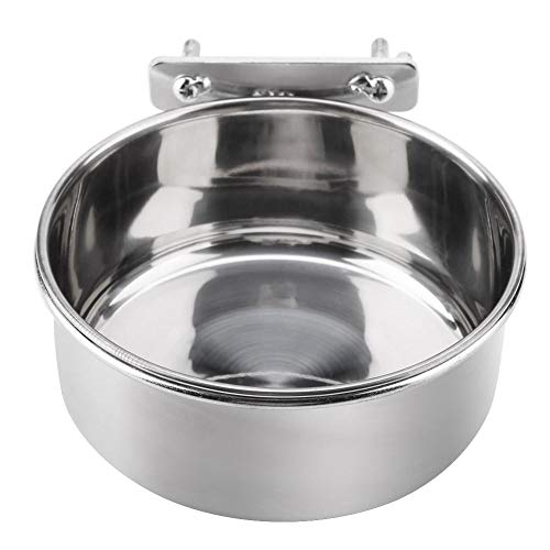 Mumusuki Parrot Bird Food Water Feeding Bowl Container Parakeet Bird Feeder Cage Accessory Stainless Steel (L)