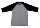 Pro Club Mens 3/4 Sleeve Raglan Baseball T Shirt, Grey/Black, Large