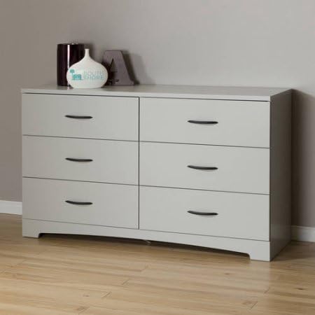 South Shore SoHo 6-Drawer Double Dresser, Chest, Soft Gray Color