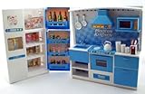 Blue Deluxe Modern Barbie Size Kitchen Stove, Fridg, Micro Wave Etc