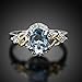 LuckyWeng Women's Jewelry Platinum Circular Bead Cross Heart Blue Gemstone Wedding Ring