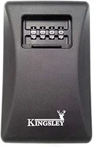 Kingsley Guard-a-Key Wall Mounted Lock Box, Realtor Key Storage Lock Box, Large Capacity Key Storage Box with Resettable Code, 4 Digit Combination Lock Box for Spare Keys, Water Resistant Wall Mount Key Box or Hanging Lock Box for Home, Hotels, Airbnb and Schools 1 Pack