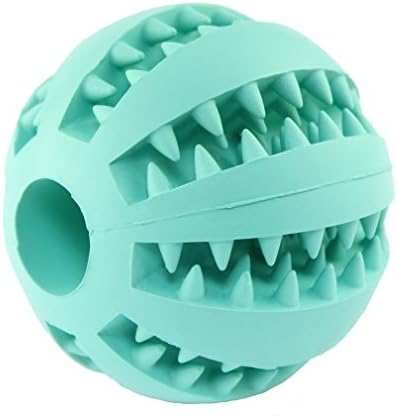 AsyPets Dog Chew Training Toy Balls Tooth Cleaning Ball, Dental Treat Bite Resistant Dog Toy Balls for Pet Training/Playing/Chewing, Nontoxic Soft Rubber, Size 2.75 inches (Blue)