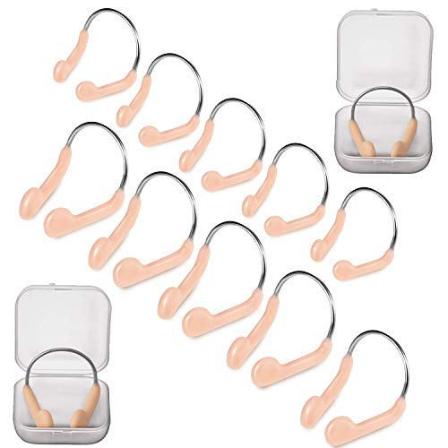 Valword 10 Pieces Waterproof Swimming Nose Clip Silicone Nose Protector for Training Protector Swimming Beginners, Adults Kids Using Training, Beige