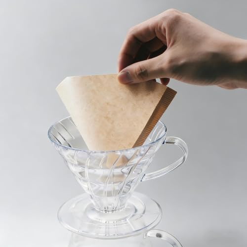 Coador para Filtro V60 02, Suporte para Filtro de Cafe V60 02 Transparente, com 40 Unidades Filtro de Papel 02, 2-4 Xícaras