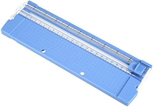 Siye Office Portable Paper Trimmer A4/A5 Size SureCut Paper Cutter with Finger Protection and Multifunctional Hard Plastic Ruler Cutter(Purple/Blue/Silver) (blue)