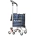TUOMAN Shopping Cart Portable Utility Carts Folding Trolley Light Weight Stair Climbing Cart with Triangle Crystal Wheel - 177 Pounds Capacity - Blue