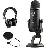 Blue Yeti Studio Professional Recording Kit for Vocals with USB Mic &amp; Software (Blackout), Polsen HPC-A30 Studio Monitor Headphones &amp; Pop Filter Bundle