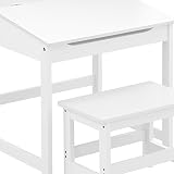 Premier Kids Desk with Stool - Wooden Study Table & Storage White view 5