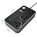 Power Strips with USB Ports 3 Way Outlets 6 USB Ports Surge Protection Power Strip Universal Power Socket with 6ft Bold Extension Cord with Fuse and Shutter Extension Lead (Black+Gray,US Plug)