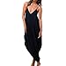 E.JAN1ST Women's Spaghetti Strap Jumpsuit V Neckline Loose Harem One Piece Romper, Black, L