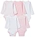 Moon and Back Baby Set of 5 Organic Long-Sleeve Bodysuits, Pink Blush, 3-6 Months