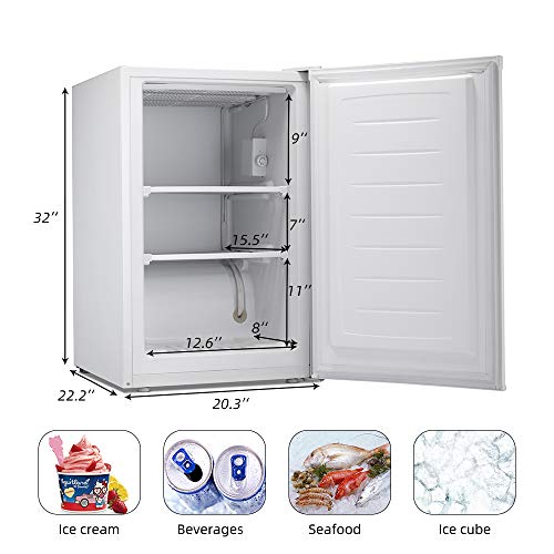 Kismile 3.0 Cu.ft Compact Upright Freezer with Reversible Single Door