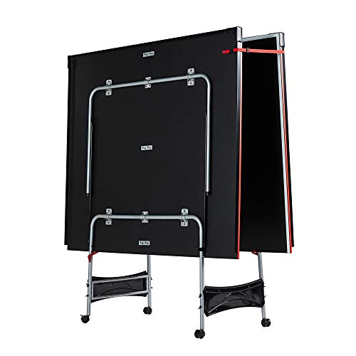 Lancaster 4 Piece Official Tournament Size Indoor Folding Table Tennis Ping Pong Game Table, Black