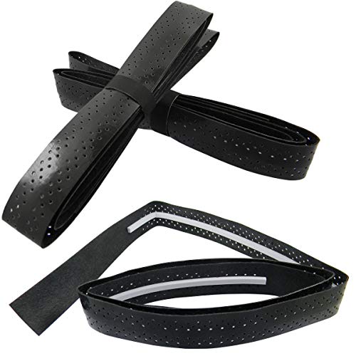 Quality Yes QY 2Pack Double Color Widened Perforated Super Absorbent Tennis Racket Overgrip Anti Slip Keels Badminton Racket Tape Wrap Table Tennis Racket Tape, Black