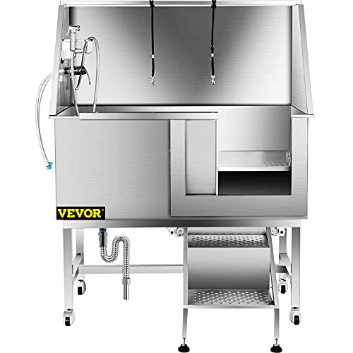 VEVOR 50 Inch Dog Grooming Tub Professional Stainless Steel Pet Dog