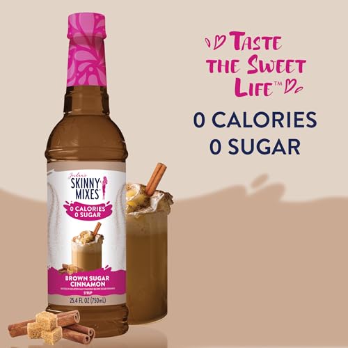 JORDAN’S SKINNY MIXES SYRUPS SUGAR FREE COFFEE SYRUP, BROWN SUGAR CINNAMON FLAVOR DRINK MIX, ZERO CALORIE FLAVORING FOR LATTE, PROTEIN SHAKE, FOOD AND MORE, GLUTEN FREE, KETO FRIENDLY, 25.4 FL OZ, 1 PACK
