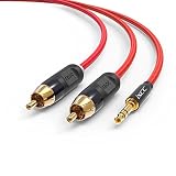 Nylon Braided RCA Adapter Cable, iXCC 6 Feet Gold-Plated 3.5mm Male to 2RCA Male Stereo Audio Y Cable