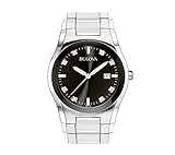 Bulova Men's Stainless Steel Round Black Dial Watch